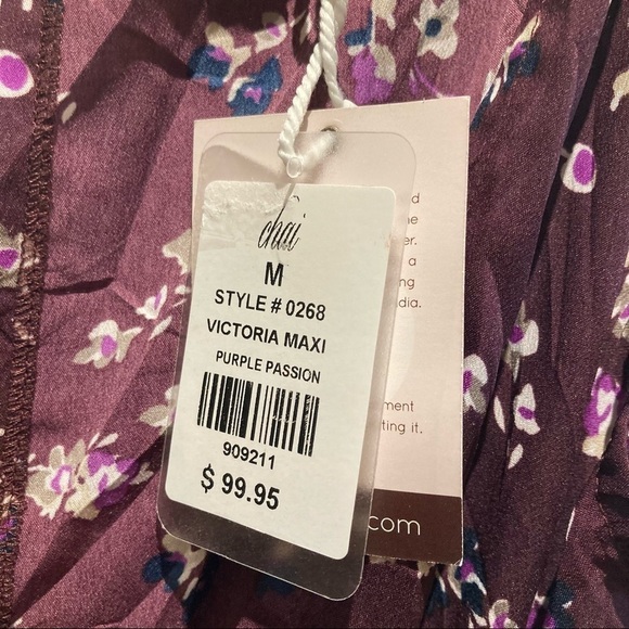 CHAI Sz M Victoria Maxi Dress Purple Passion True Wrap A Line Dress NWT - Picture 9 of 15